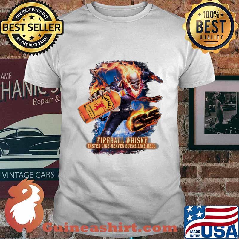 Skeleton fireball whisky tastes like heaven burns like hell shirt
