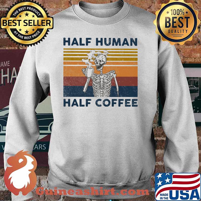 Skeleton half human half coffee vintage retro s Sweater