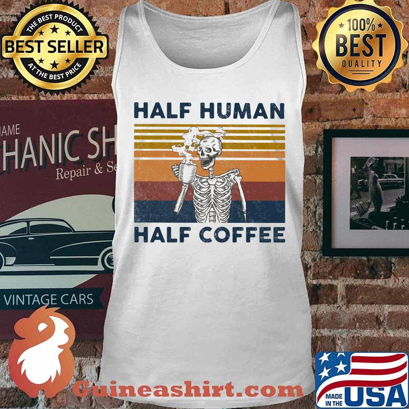 Skeleton half human half coffee vintage retro s Tank top