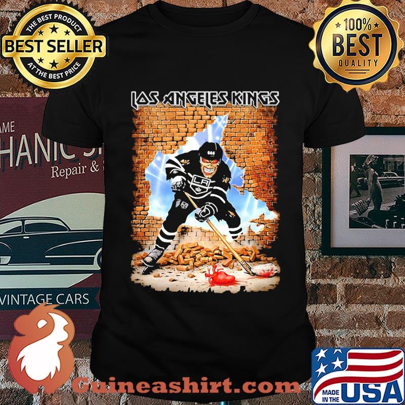 Skeleton los angeles kings player hockey wall shirt