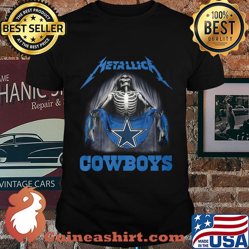 Skeleton metallica dallas cowboys flag shirt