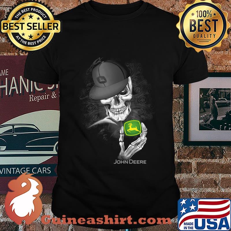 Skeleton skull john deere logo shirt