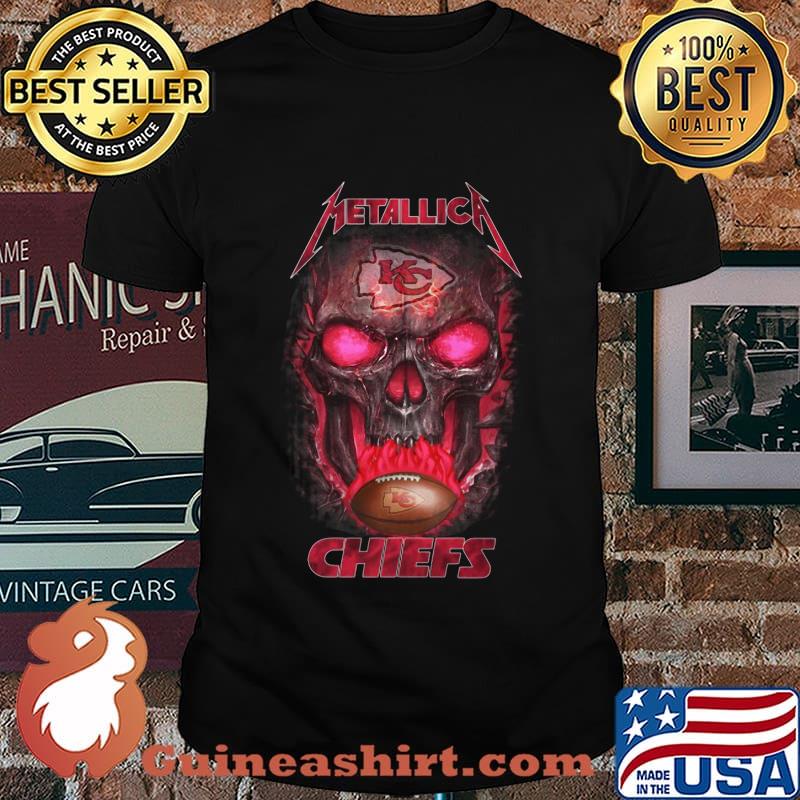 Skull metallica kansas city chiefs football shirt