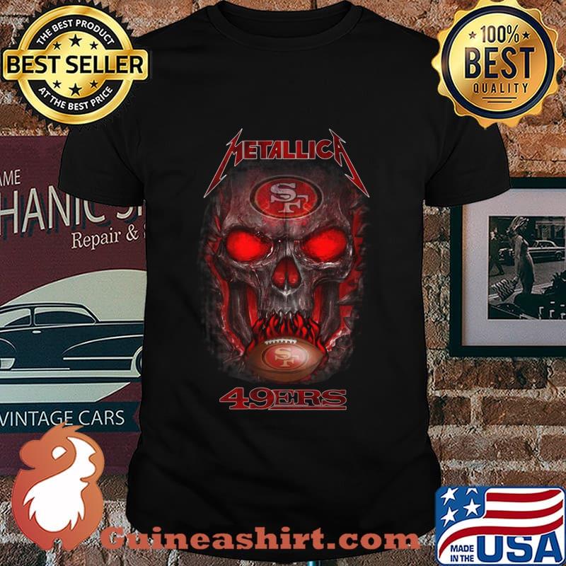Skull metallica san francisco 49ers football shirt