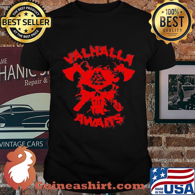 Skull vikings valhalla awaits shirt