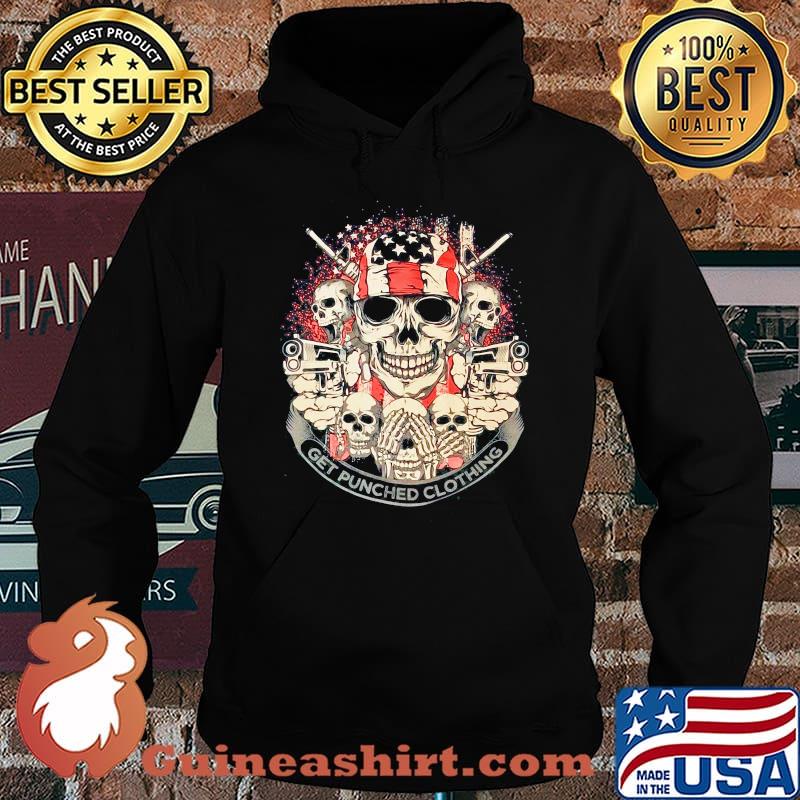 Skulls gun get punched clothing american flag independence day s Hoodie