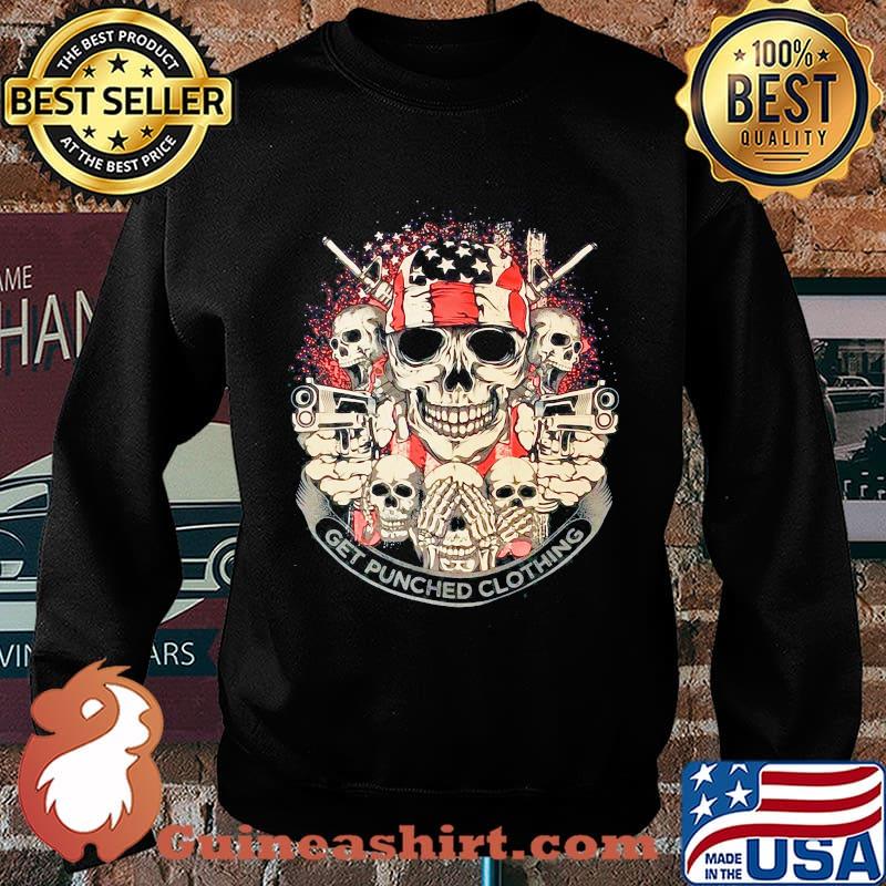 Skulls gun get punched clothing american flag independence day s Sweater