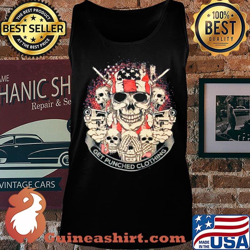 Skulls gun get punched clothing american flag independence day s Tank top