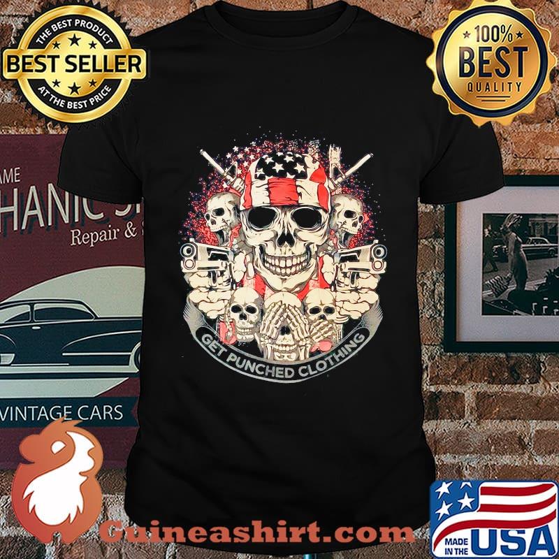 Skulls gun get punched clothing american flag independence day shirt