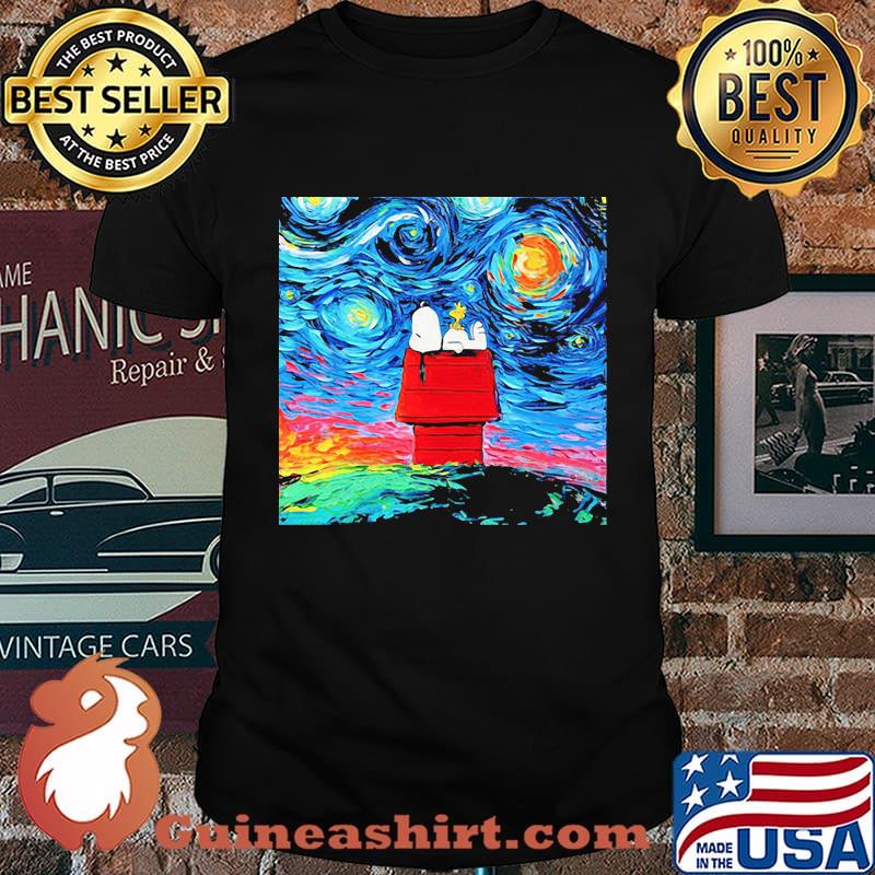 Snoopy and woodstock starry night van gogh shirt