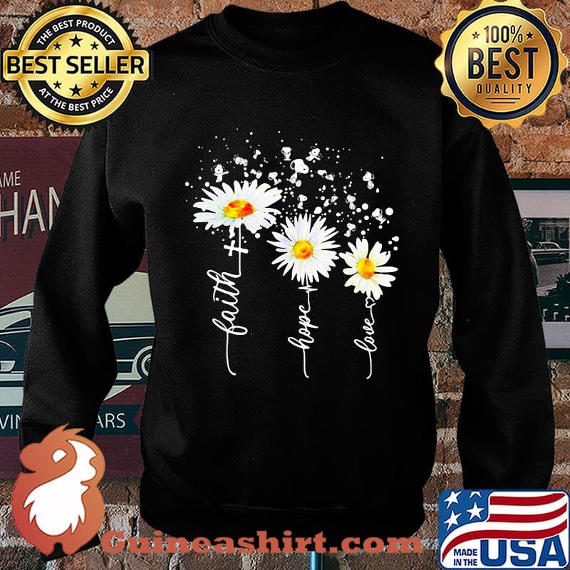 Snoopy faith hope love heart flowers s Sweater