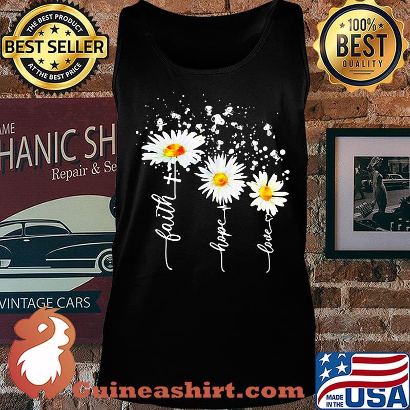 Snoopy faith hope love heart flowers s Tank top
