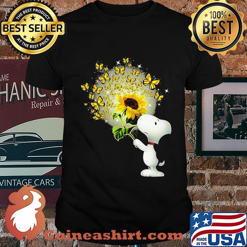 Snoopy with sunflowers butterflies shirt