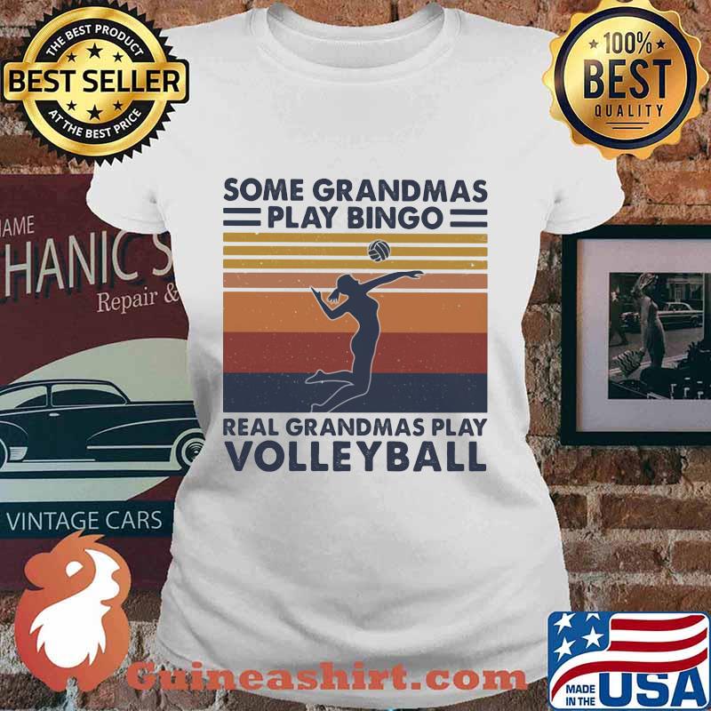 Some grandmas play bingo real grandmas play volleyball vintage retro s Ladies tee