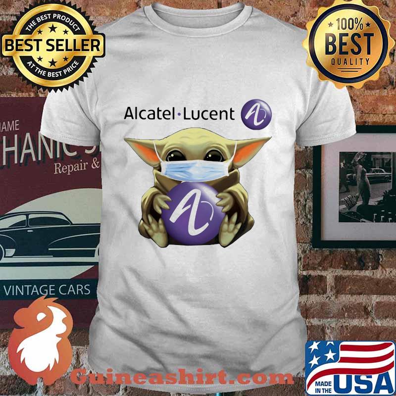 Star wars baby yoda mask hug alcatel lucent shirt