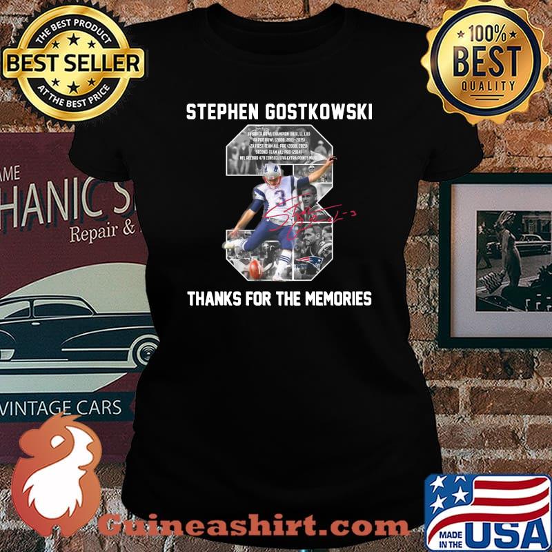 Stephen gostkowski 3 new england patriots thanks for the memories signature s Laides tee