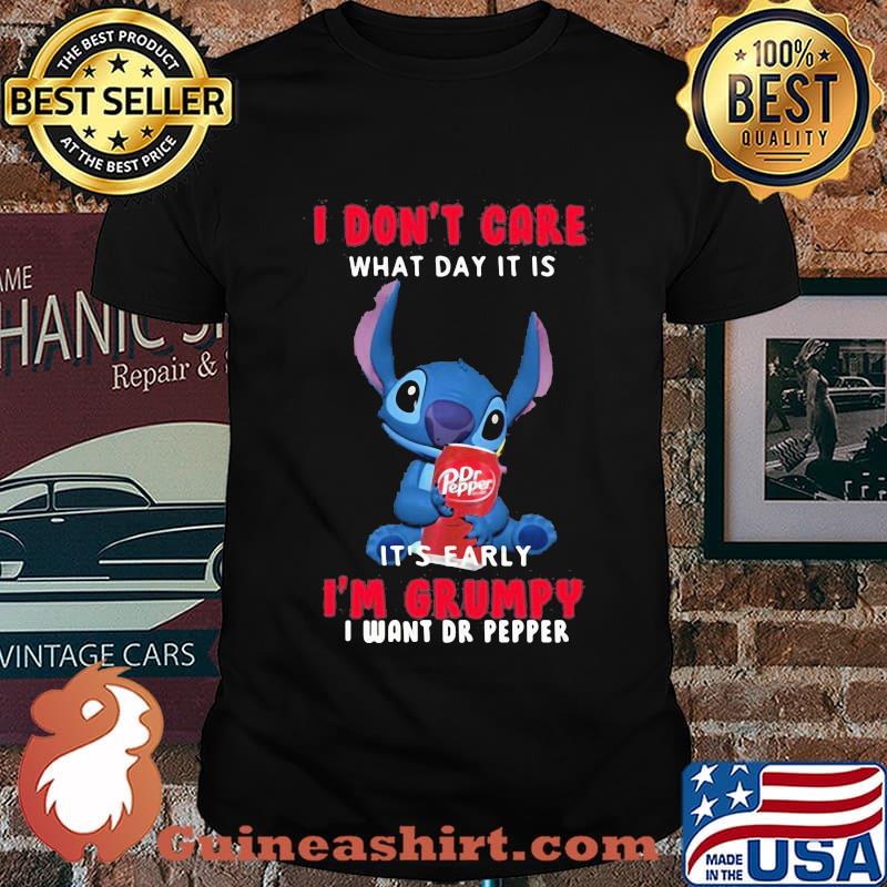 Stitch i don't care what day it is i'm grumpy i want dr pepper shirt
