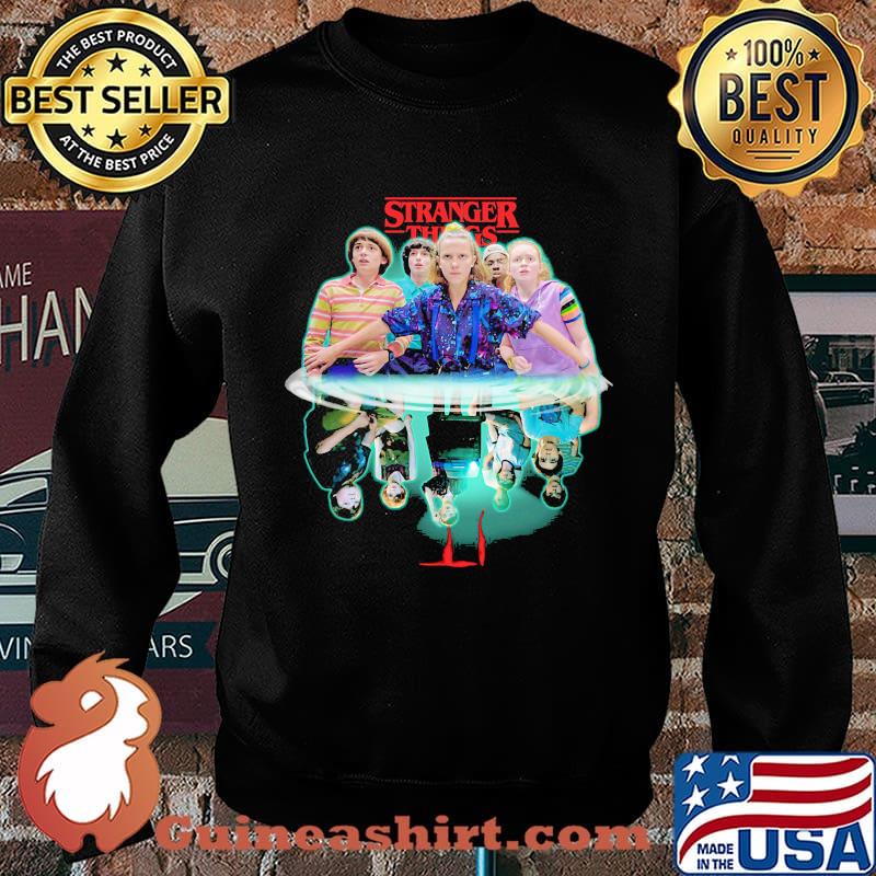 Stranger things movie characters water reflection s Sweater