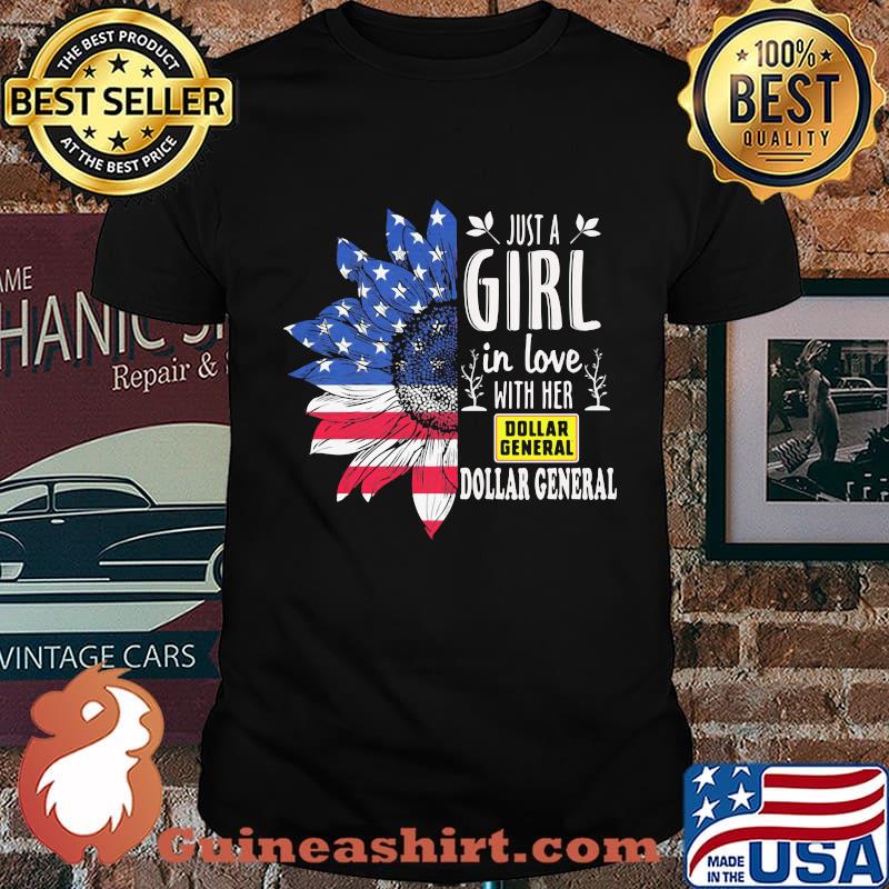 Sunflower just a girl in love with her dollar general american flag independence day shirt