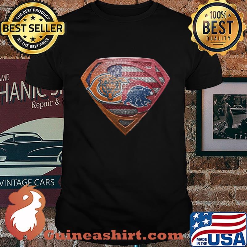 Superman chicago bears and chicago cubs american flag independence day shirt