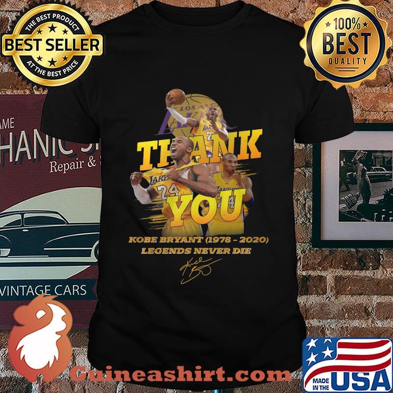Thank you kobe bryant 1978 2020 legends never die signature shirt