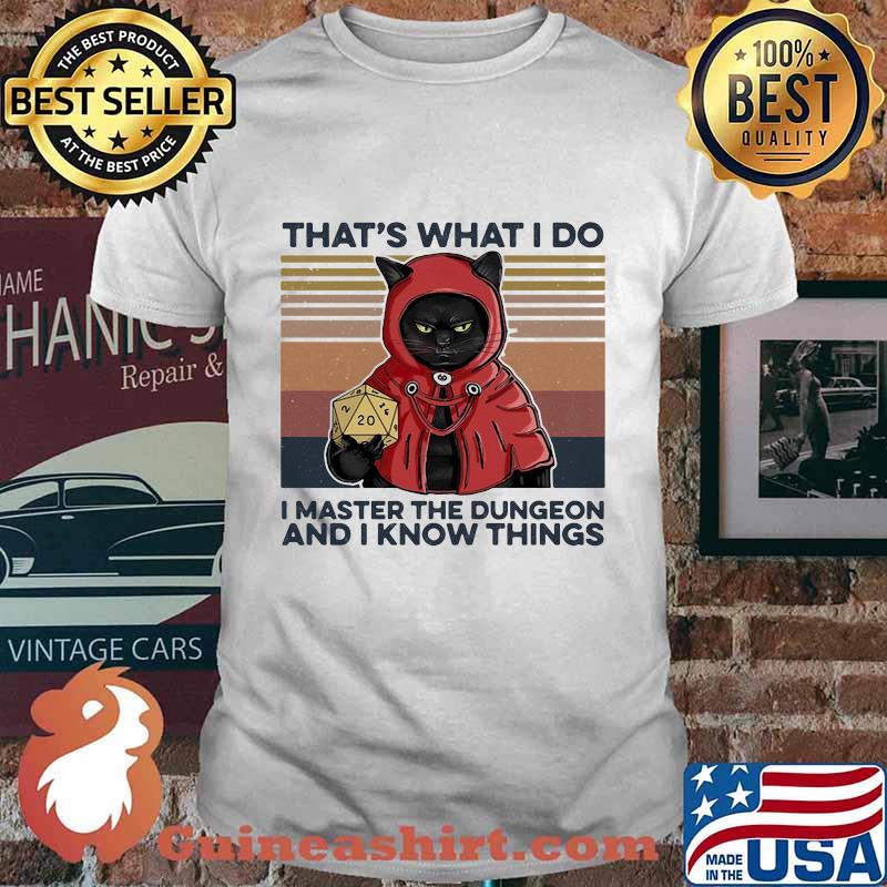 That's What I Do I Master The Dungeon And I Know Things Black Cat Vintage Retro Shirt