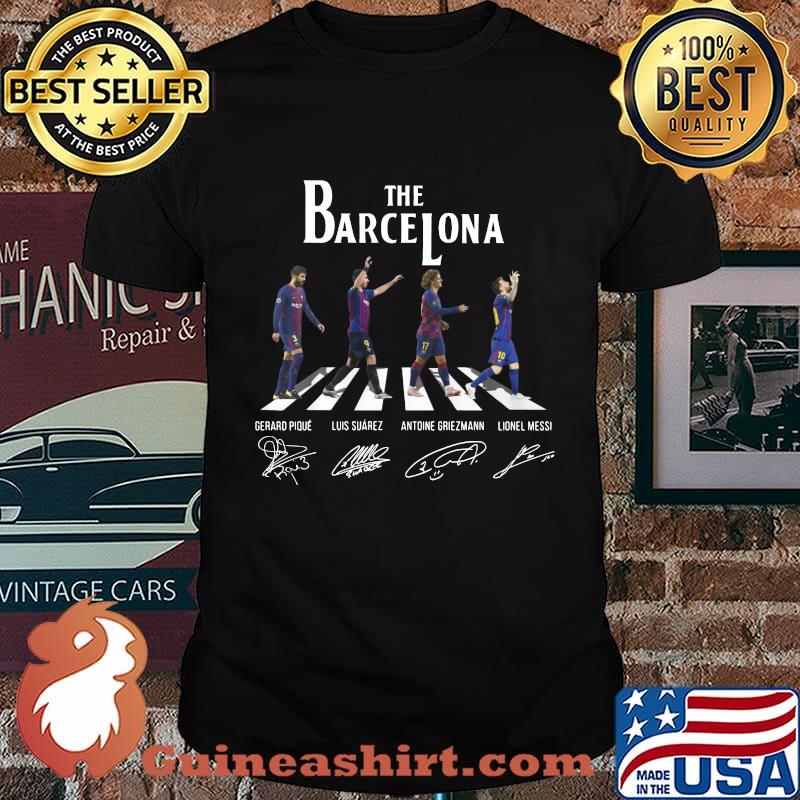 The barcelona crossing the line signatures shirt