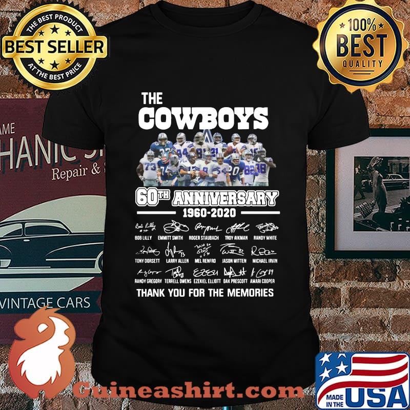 The dallas cowboys 60th anniversary 1960 2020 thank you for the memories signatures shirt