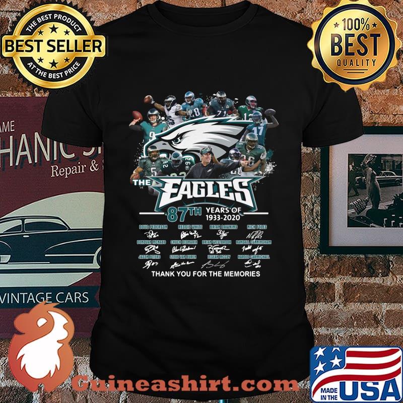 The eagles 87th years of 1933 2020 thank you for the memories signatures shirt