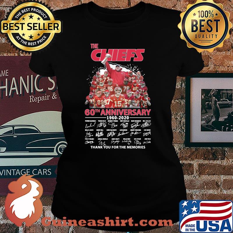 The kansas city chiefs 60th anniversary 1960 2020 thank you for the memories signatures s Laides tee