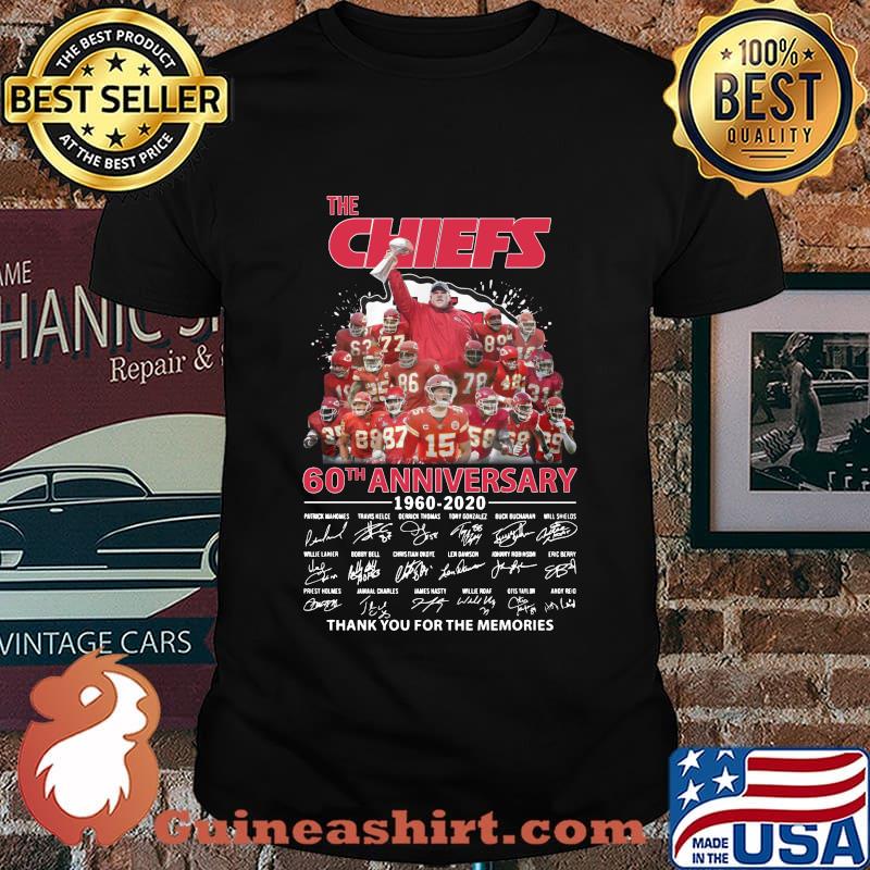 The kansas city chiefs 60th anniversary 1960 2020 thank you for the memories signatures shirt