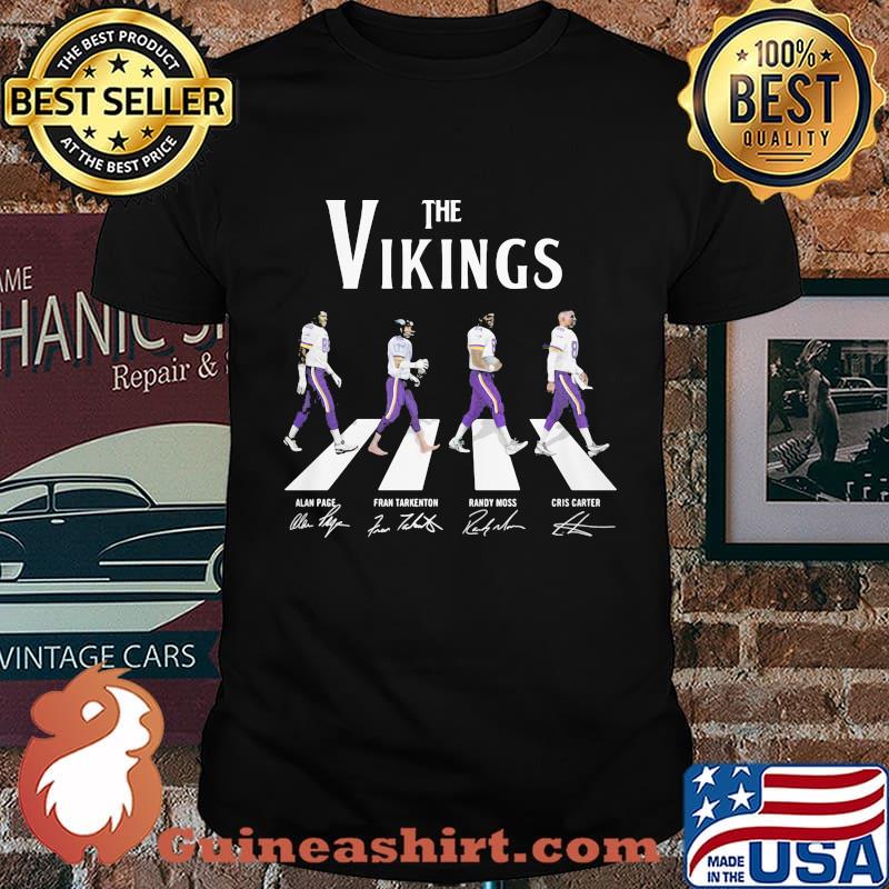 The minnesota vikings crossing the line signatures shirt
