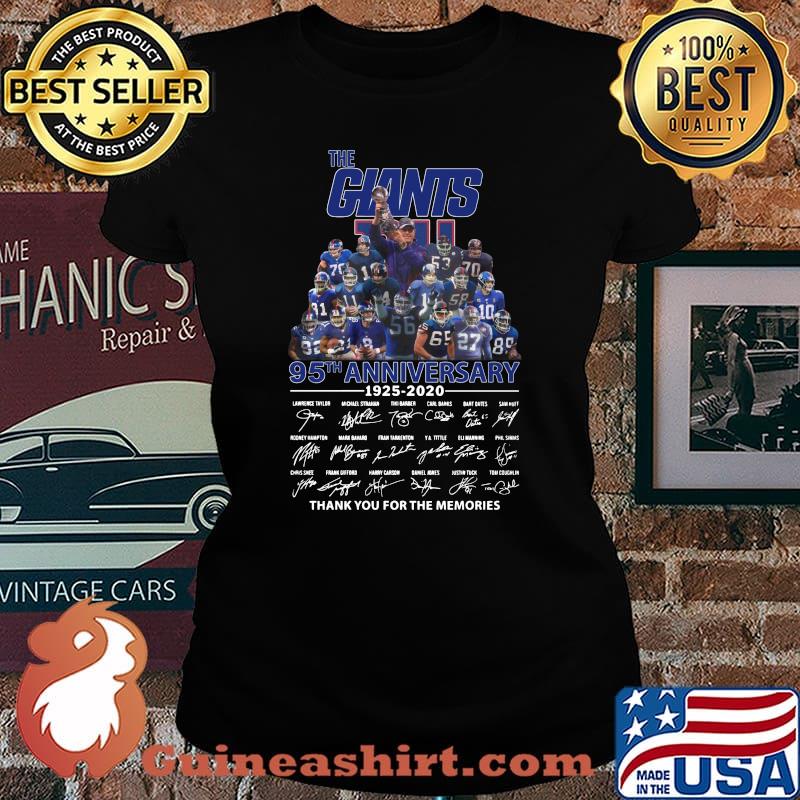 The new york giants 95th anniversary 1925 2020 thank you for the memories signatures s Laides tee