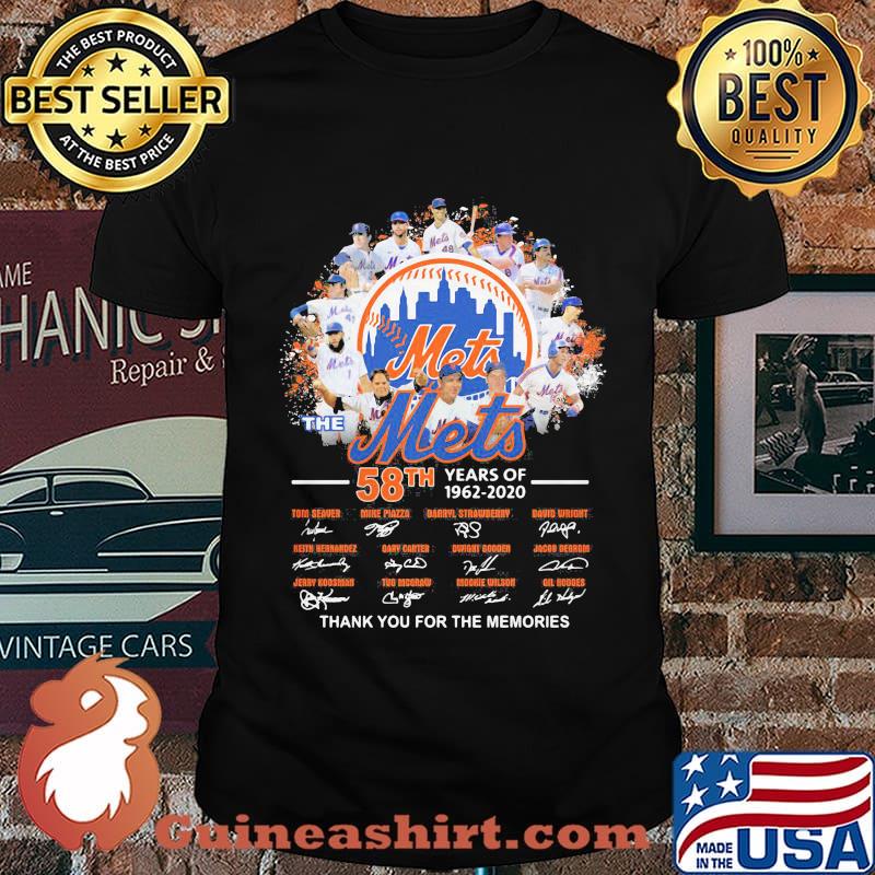 The new york mets 58th years of 1962 2020 thank you for the memories signatures shirt