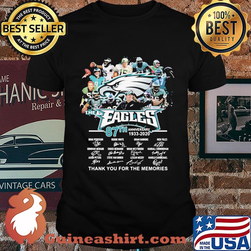 The philadelphia eagles 87th anniversary 1933 2020 thank you for the memories signatures shirt