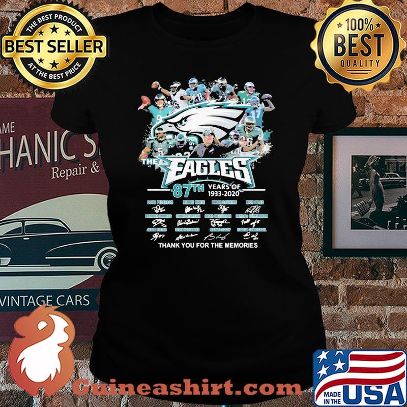 The philadelphia eagles 87th years of 1933 2020 thank you for the memories signatures s Laides tee