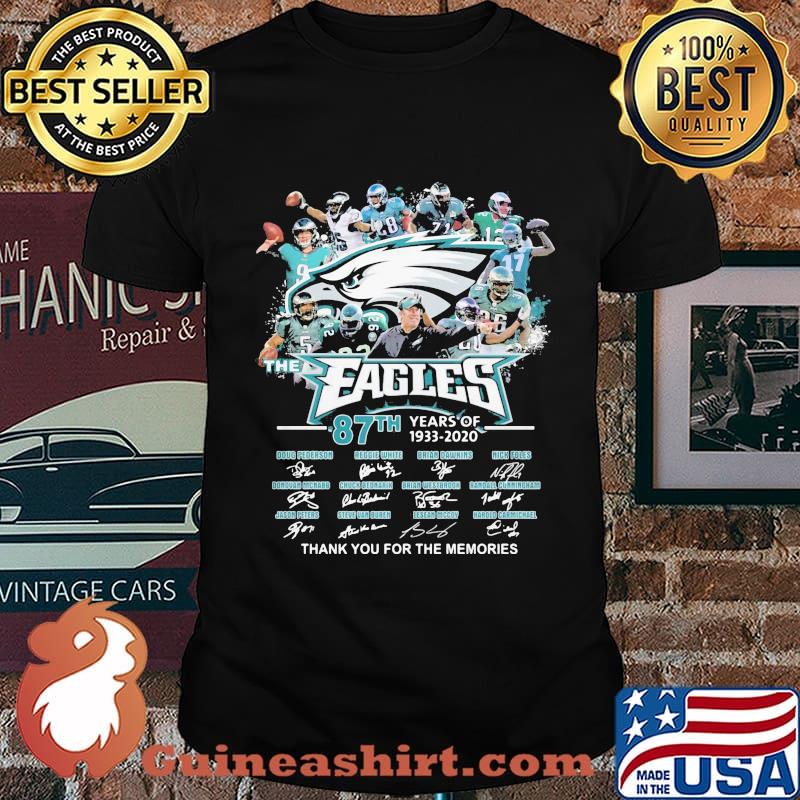 The philadelphia eagles 87th years of 1933 2020 thank you for the memories signatures shirt