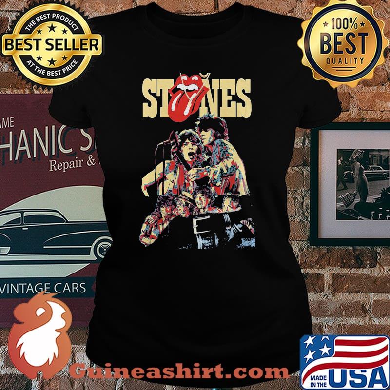 The rolling stones band playing guitar s Laides tee