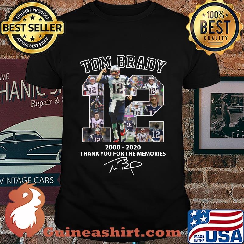 Tom brady 12 2000 2020 thank you for the memories signature shirt