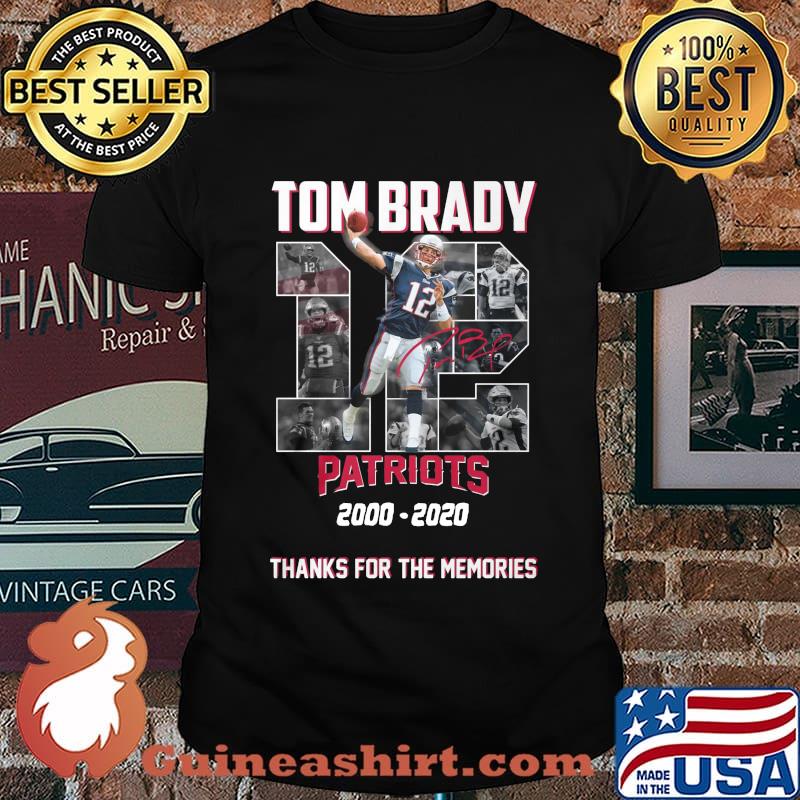 Tom brady 12 new england patriots 2000 2020 thank you for the memories signature shirt