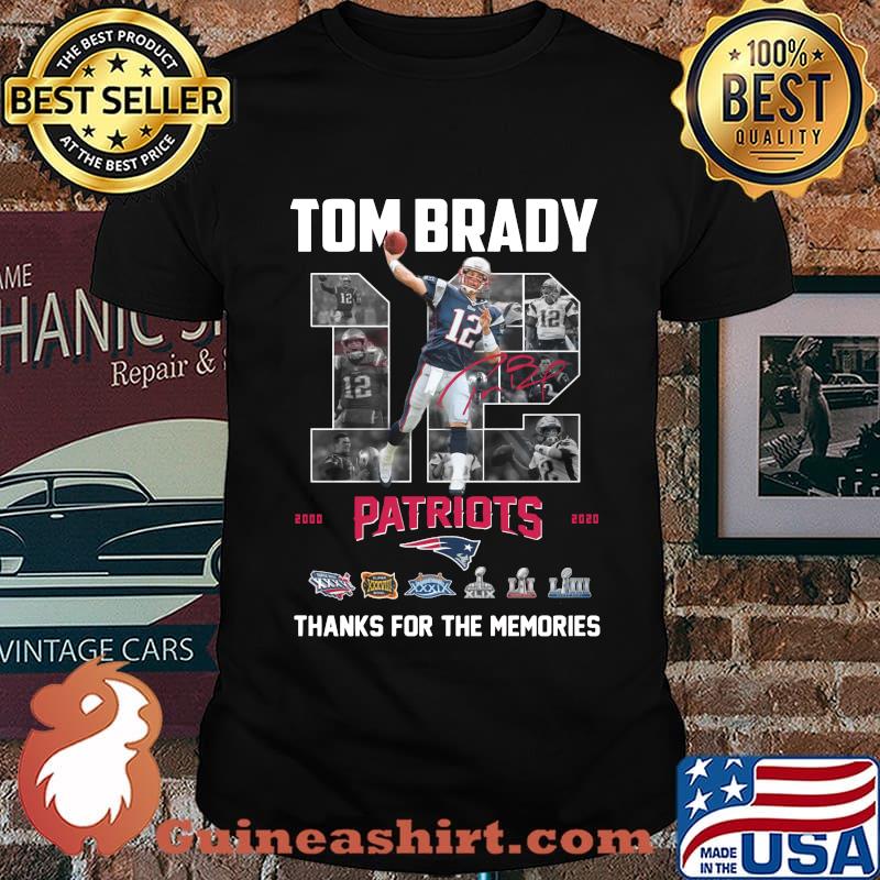 Tom brady 12 new england patriots football 2000 2020 thank you for the memories signature shirt
