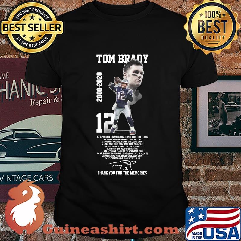 Tom brady 2000 2020 12 super bowl champion thank you for the memories signature shirt