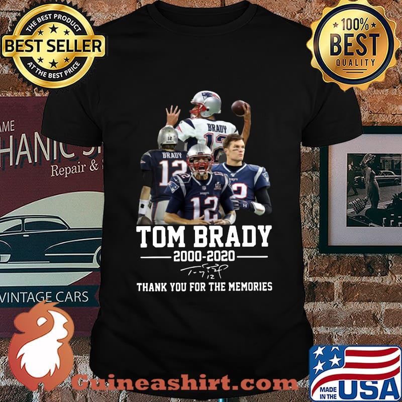 Tom brady new england patriots football 2000 2020 20 thank you for the memories signature shirt