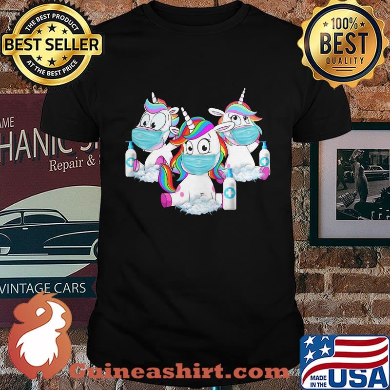 Unicorn wear mask washing hand shirt
