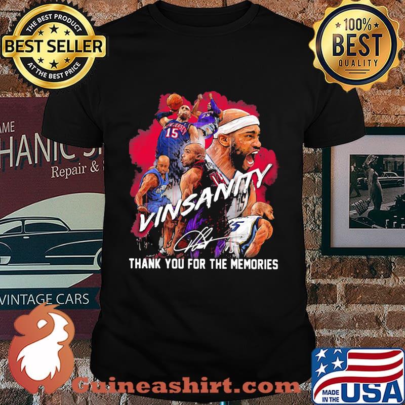 Vinsanity vince carter thank you for the memories signature shirt