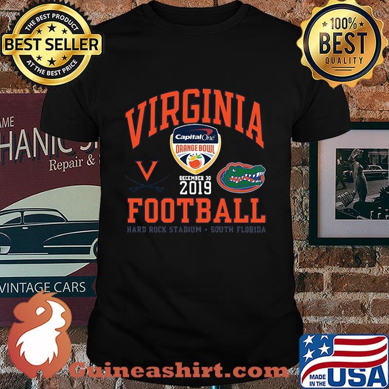 Virginia cavaliers vs florida gator 2019 football captain one orange bowl shirt