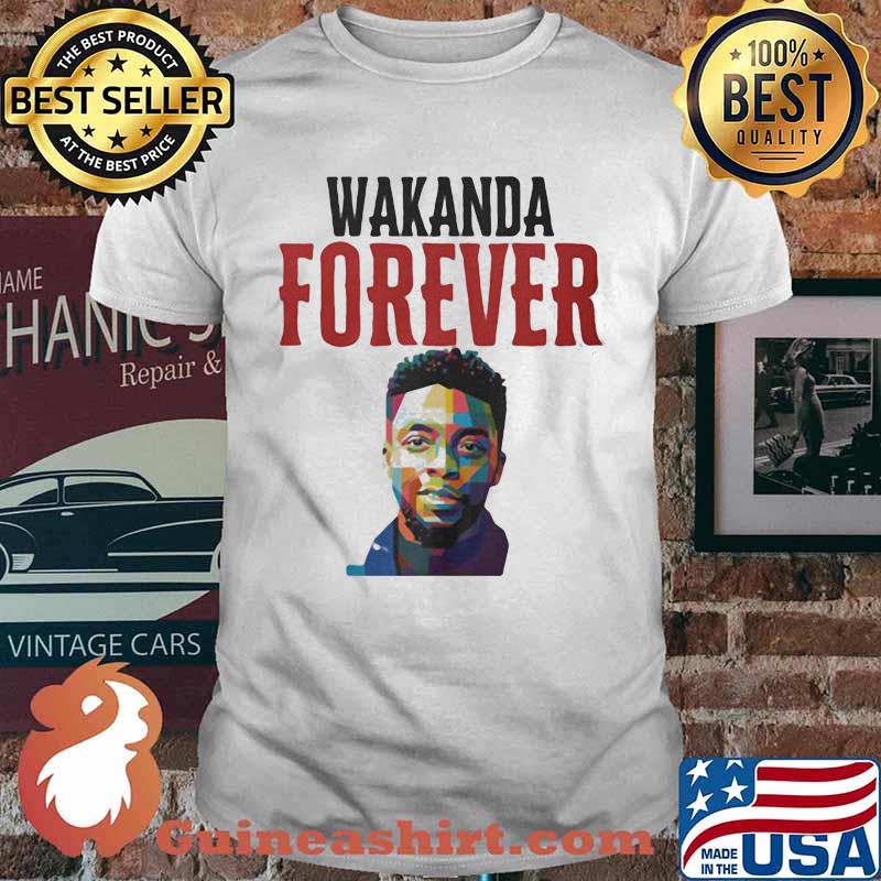 Wakanda forever black panther rip chadwick art color shirt