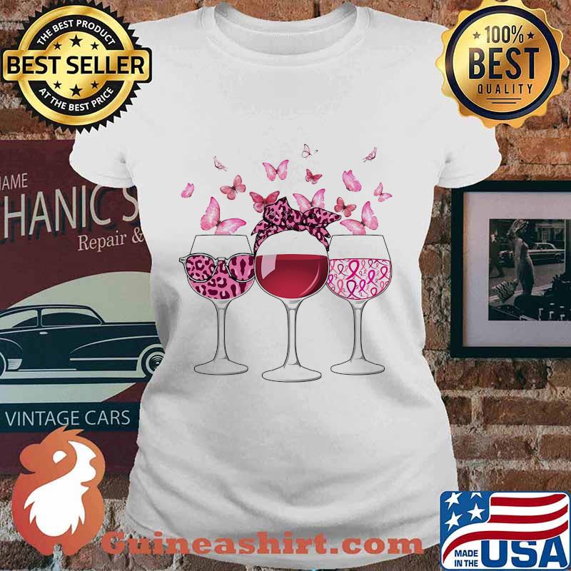 WINE BREAST CANCER BUTTERFLY SHIRT Ladies tee