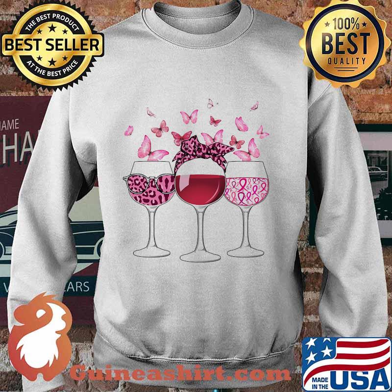 WINE BREAST CANCER BUTTERFLY SHIRT Sweater