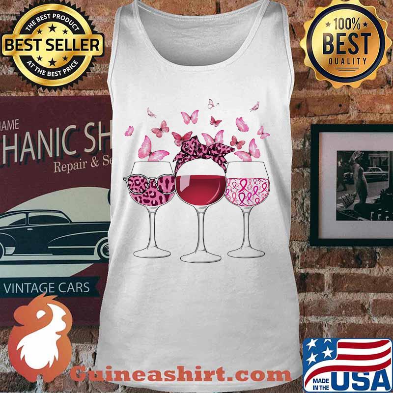 WINE BREAST CANCER BUTTERFLY SHIRT Tank top